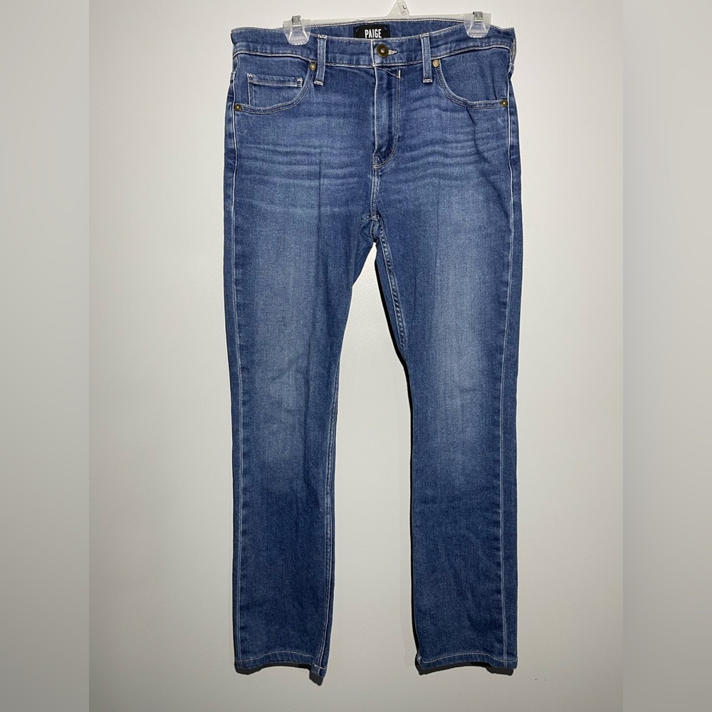 PAIGE Blue Straight-Leg Jeans with Subtle‎ Fading